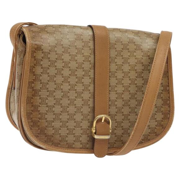 CELINE Macadam Canvas Shoulder Bag Pvc Beige Gold - Picture 1 of 13